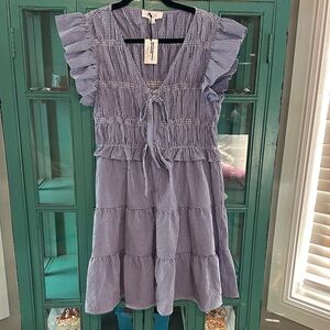 Peach Love Miss Americana Blue Gingham Dress NWT